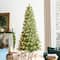 Glitzhome® 7.5ft Pre-Lit Green Cashmere Slim Pine Artificial Christmas Tree, Multicolor LED Lights